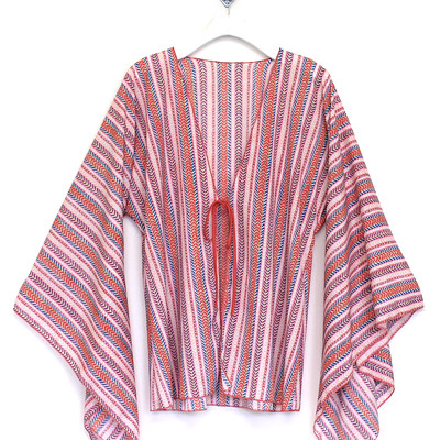 Bridget-Kimono-Short--Coral-Stripe